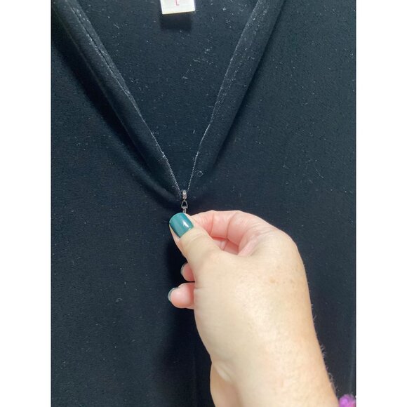 Oscar De La Renta Pink Label Velvet Embroidered Housecoat Black Size L Glam Cozy - Picture 10 of 13